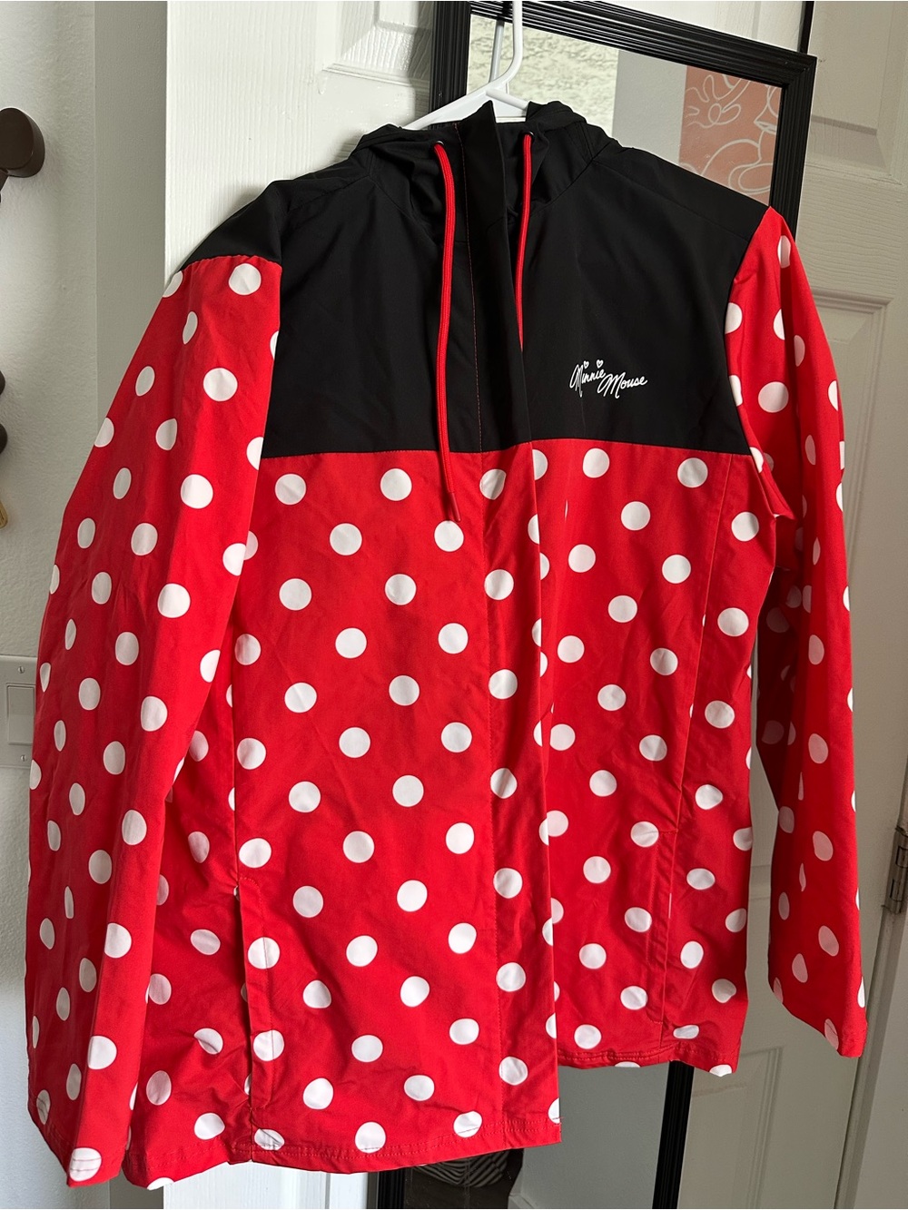 Women's Red Polka Dot Hooded Windbreaker